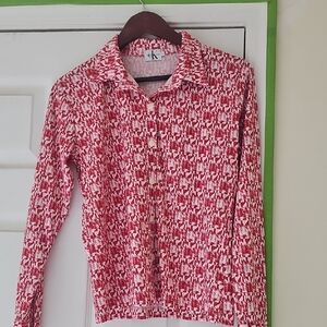 Calvin Klein Red and White Patterned Shirt